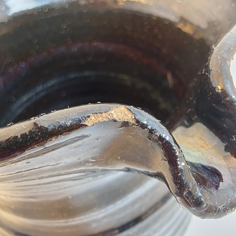 Vintage Studio‎ Pottery Black Glazed Stoneware Pitcher Ribbed Handcrafted Jug - Picture 5 of 10